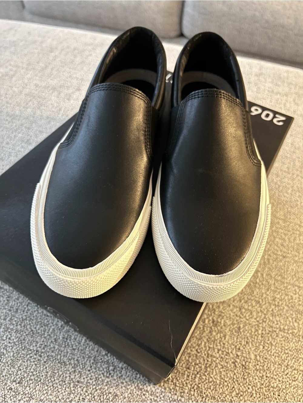 206 Collective Men’s Black Leather Slip-On Sneakers — Size: 7 | Like New
